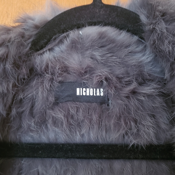 Nicholas Knitted Fur Jacket- Slate Grey - Picture 2 of 3